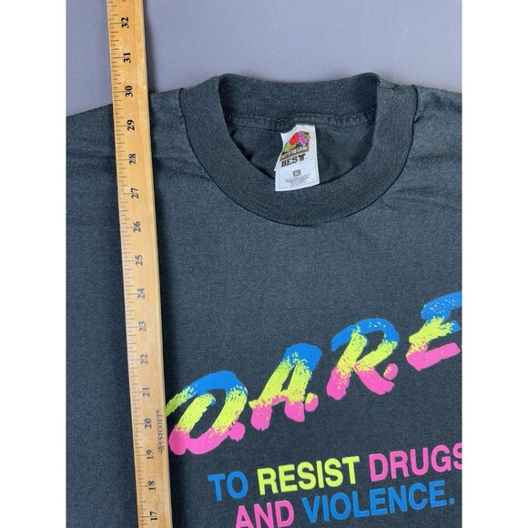Rare Vintage 90s DARE Resist Drugs And Violence Black Single Stitch Shirt XL - Picture 6 of 6